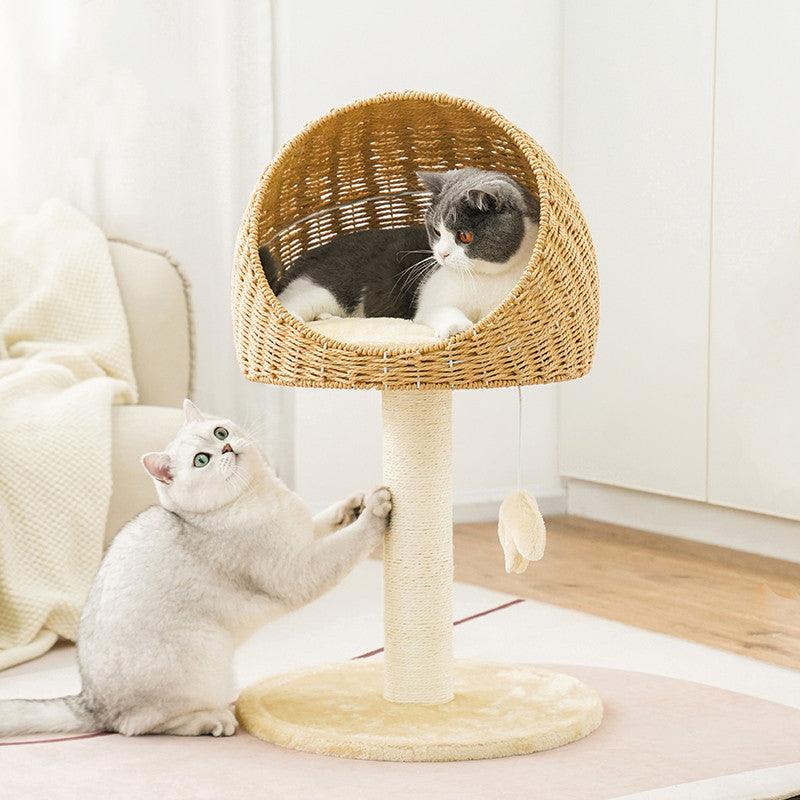 Rustic Rattan Haven - Cat Climbing Rack Tree Nest