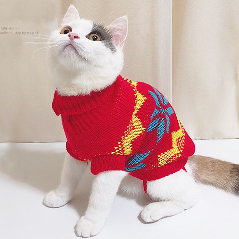 Cute Cat Sweater Costume Winter Warm Pet Clothes Cat Clothing for Cats